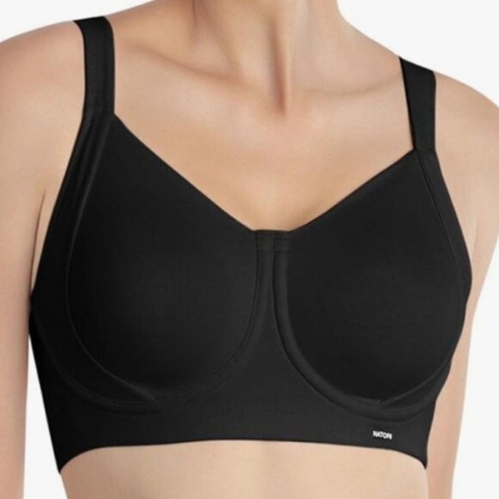 Natori NWOT Black Stretch Cotton Sports Bra Racerback, Max Support 34DD 34E